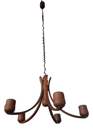 Teak Chandelier with Five Arms from Domus, 1970s