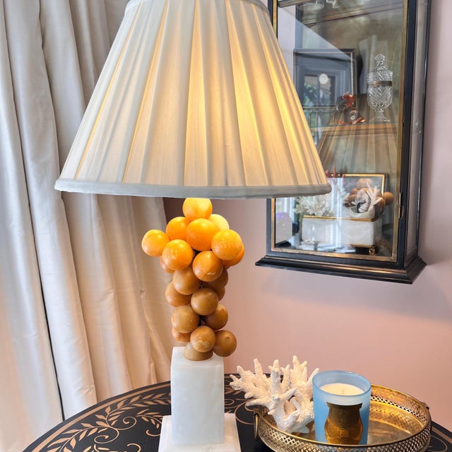 This epic alabaster lamp is just STUNNING! It is made in such an impressive scale and the weight is substantial! Carved...