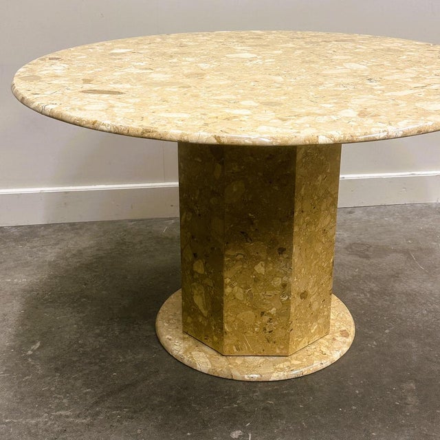 Round Breccia Marble Pedestal Table, 1980s For Sale - Image 11 of 14