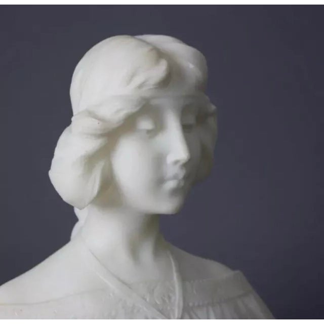 Alabaster Antique Alabaster Sculpture Bust Statue of a Woman 19th Century For Sale - Image 8 of 12
