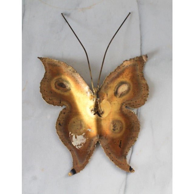 Mid 20th Century Vintage Brutalist Brass Butterfly Wall Hanging For Sale - Image 5 of 5