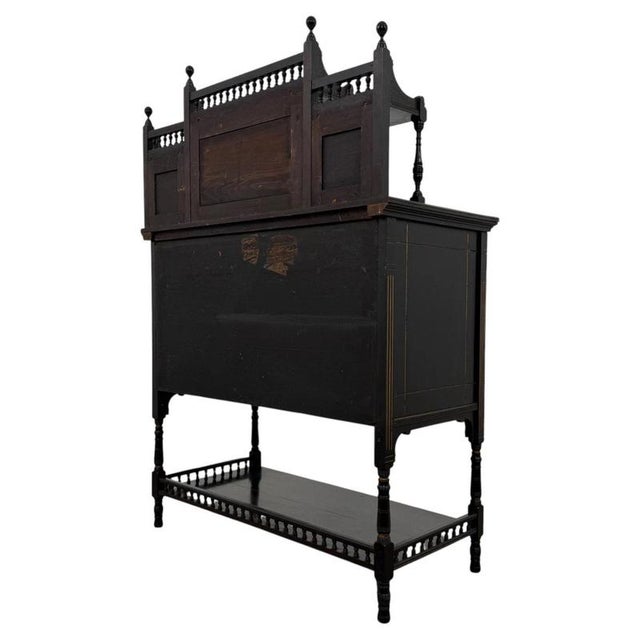 Wood 19th Century Antique English Ebonised Aesthetic Movement Cabinet For Sale - Image 7 of 11