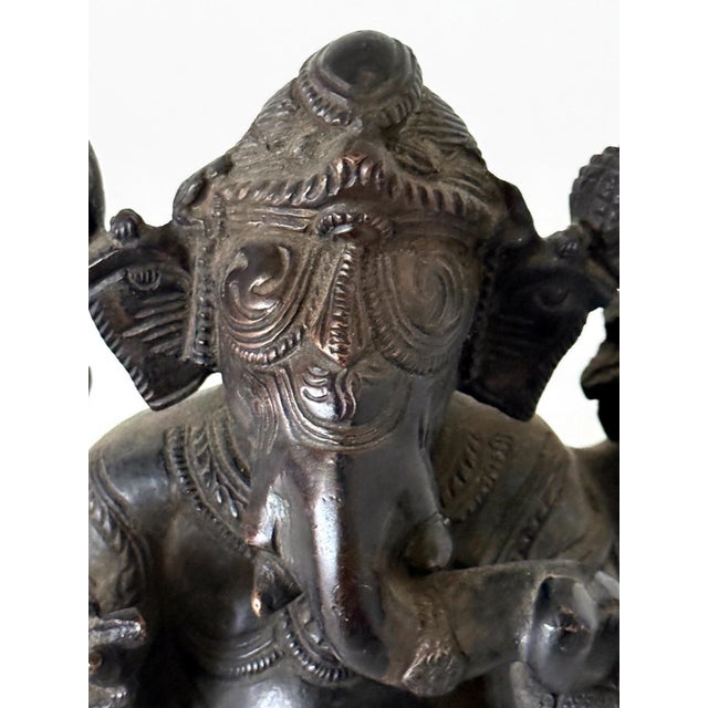 Late 19th Century Fine Antique Bronze Statue of Ganesh from Sir Lanka For Sale - Image 5 of 14