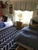 Twin Blue Pinstriped Bed Frames For Sale - Image 10 of 13