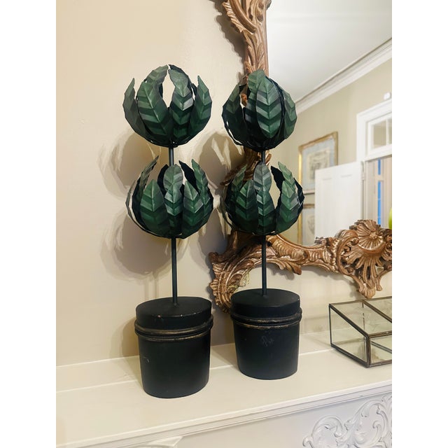 Metal Vintage Tole Topiaries, a Pair For Sale - Image 7 of 8