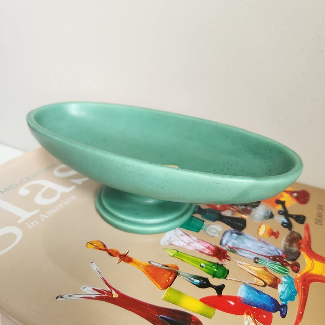 Vintage Royal Haeger Pottery Green Oval Pedestal Planter Dish For Sale - Image 11 of 11