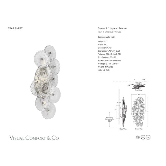 Modern Julie Neill for Visual Comfort Signature Gianna 21" Layered Sconce in Polished Nickel with Clear Glass For Sale - Image 3 of 5