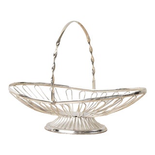 1950s French Metal Basket With Handle For Sale