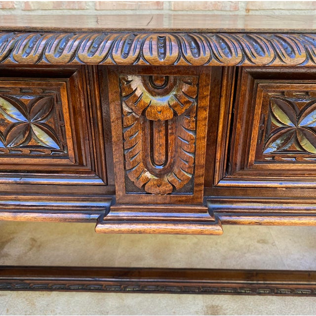 19th Century Spanish Walnut Desk with Two Drawers & Strong Legs, 1890s For Sale - Image 9 of 18