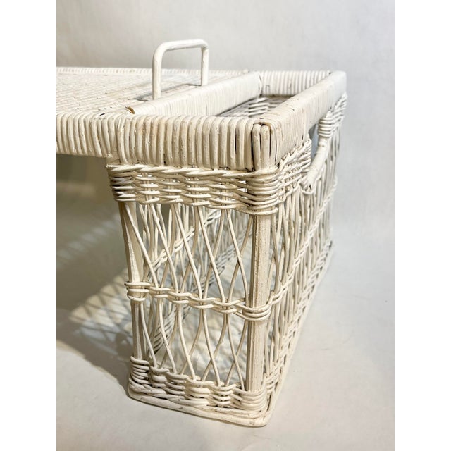 Vintage White Wicker Bed Tray With Removable Tray For Sale - Image 12 of 18