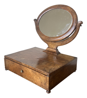Antique French Walnut Dressing Table Mirror with Drawer, 1890s