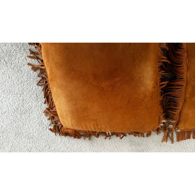 Brown Late 20th Century Fox and Coyote Fur Throw Pillows With Leather Fringe For Sale - Image 8 of 9