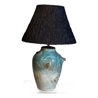 Blue Ceramic Table Light, Ocean Inspired, Handmade Sculptural Lighting, Unique Home Decor For Sale