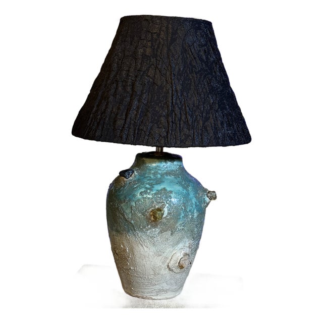 Blue Ceramic Table Light, Ocean Inspired, Handmade Sculptural Lighting, Unique Home Decor For Sale