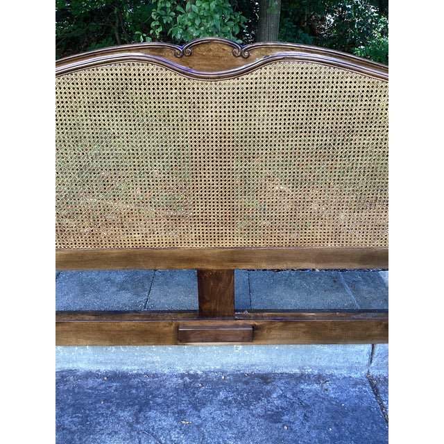 Meldan Furniture French Provincial King-Size Walnut and Cane Headboard For Sale - Image 4 of 9