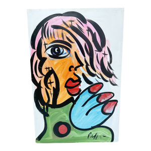Contemporary “My Friend” Peter Keil Original Mixed Media Portrait Painting 24" X 36"
