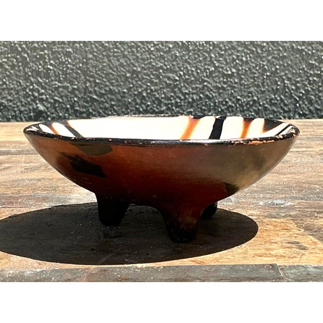Cream Vintage Original Studio Pottery Ring Dish For Sale - Image 8 of 12
