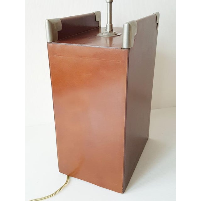 Mid-Century Modern Leather Lamp by Jacques Adnet, 1970s For Sale - Image 3 of 9