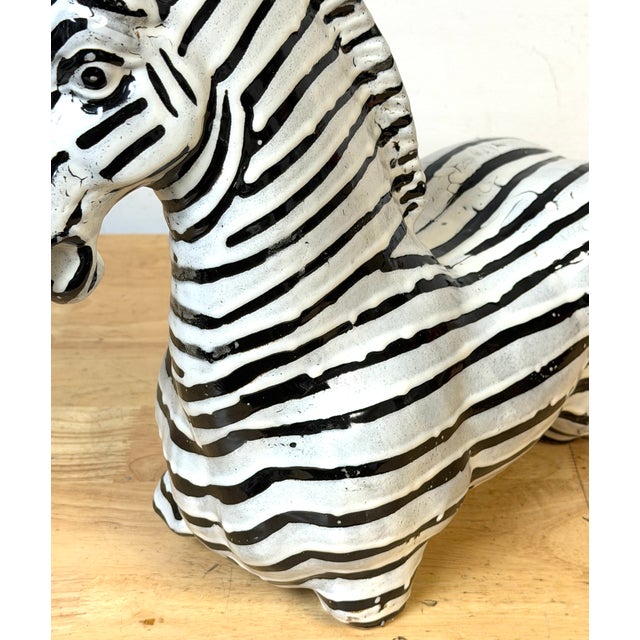 Pair Italian Mid-Century Modern Glazed Pottery Zebra Style of Raymor For Sale - Image 12 of 12