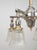 Traditional Mid 20th Century Traditional Brass & Nickel 4 Arm Glass Shades Pole Chandelier For Sale - Image 3 of 12