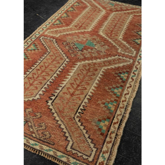 Textile Turkish Mini Rug Oriental Hand Knotted Vintage Rug 1'9" x 3'1" #21160 For Sale - Image 7 of 8