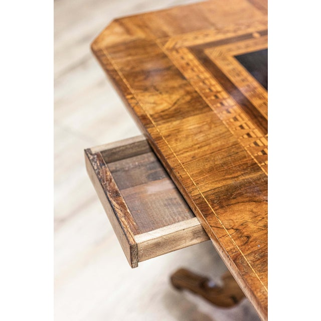 Italian 19th Century Walnut and Mahogany Center Table with Floral Marquetry For Sale - Image 13 of 15