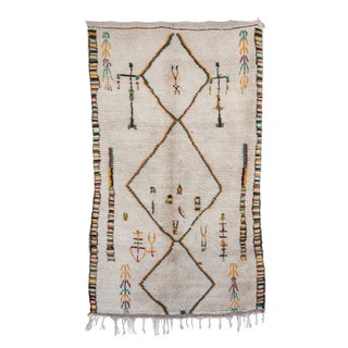 Vintage Azilal Moroccan Berber Rug - 4'4" X 8'2" For Sale