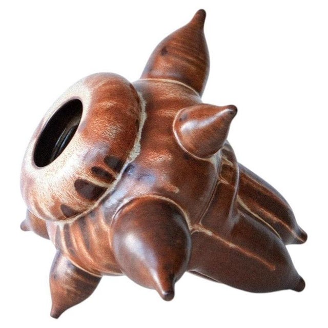 Brown Orbitae Vase in Glazed Iron-Rich Stoneware by Robin Kerr For Sale - Image 8 of 8