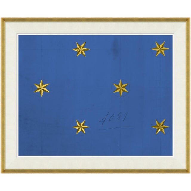 Soicher Marin Etoile Blue Art Print Set in Whitewash and Gold Frame by Paule Marrot For Sale - Image 4 of 9