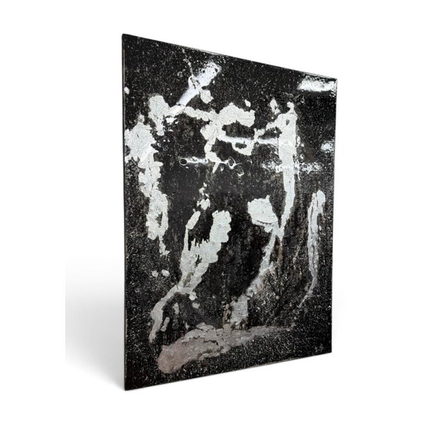 Dancing in the Rain is a one-of-a-kind mixed media painting that explores movement, texture, and contrast through a...
