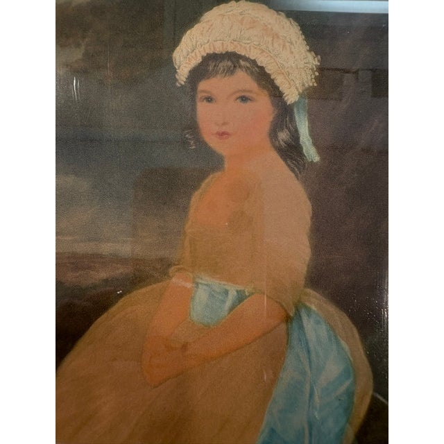 Antique Heirloom Hand Colored Mezzotint Portrait Print of Young Girl in Bonnet Gilt Frame For Sale - Image 13 of 13
