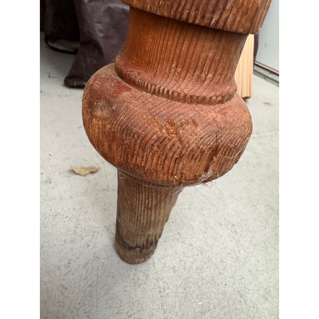 Classic Mid 20th C. Scrubbed Pine Farm Table With Turned Legs For Sale In New York - Image 6 of 7
