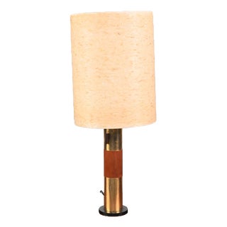 Table Lamp with Teak and Brass For Sale