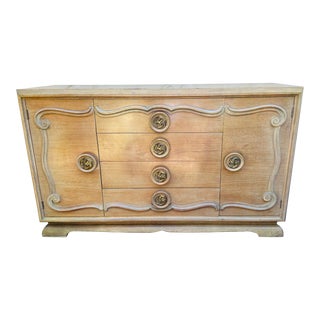 Vintage Mid Century Blonde Oak Credenza For Sale