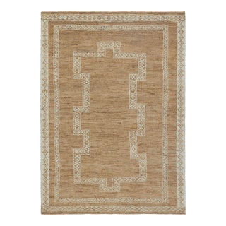 5x8Ft. Natural Brown Cream Jute Taureg Inspired Soumek Jute Hand Woven Rug For Sale