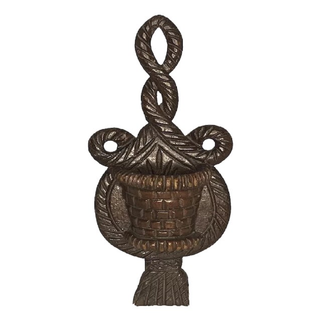 Carved Wood Wall Mount Match Holder: Rope & Tassel Design For Sale