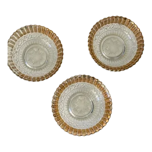 Vintage Cut Glass Bowl With Scalloped Rim and Gold Trim Set of 3