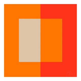 Two Toned Interactions, Orange Fine Art Print 24" X 24" by Liz Roache For Sale