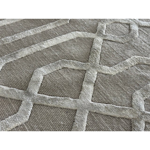 8ft 10in × 11ft 8in Restoration Hardware Raised Geometric Silk + Wool Rug For Sale In San Francisco - Image 6 of 12
