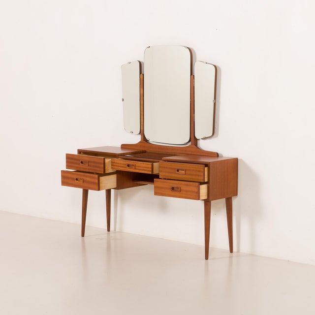 Mid-Century Modern Scandinavian Dressing Table with Adjustable Mirrors, 1960s For Sale - Image 6 of 16