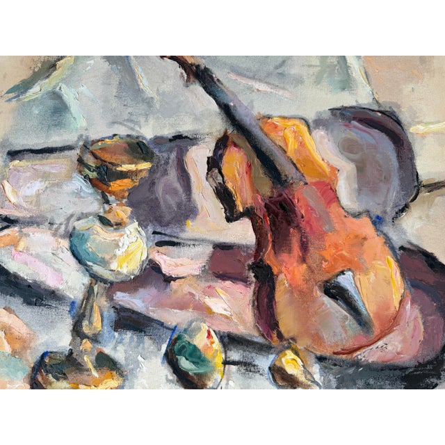 1970s 1974 Edward Urban Impressionist Still Life Oil on Canvas Painting, Wood Framed For Sale - Image 5 of 11