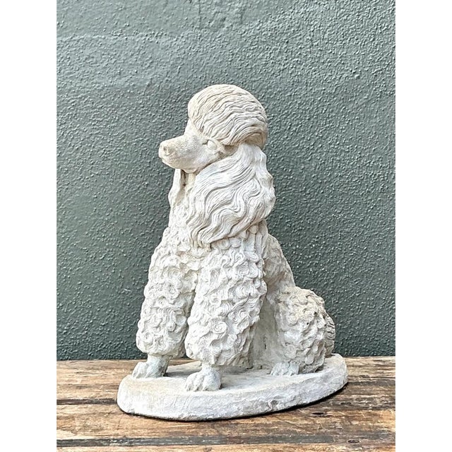 Sculpture Materials Vintage Cement Poodle Dog Statue For Sale - Image 7 of 12