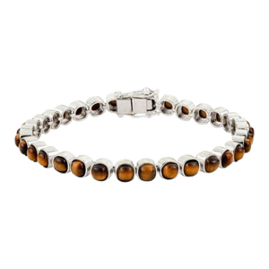 Tiger’s Eye Cushion Cut Tennis Bracelet in 925 Silver