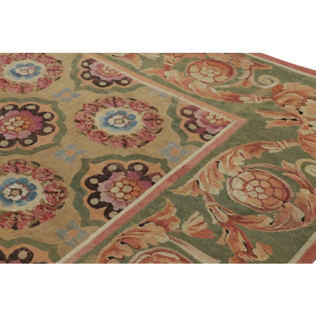 Textile 18th Century Antique Aubusson Rug, Green With Floral Medallions - Rug & Kilim For Sale - Image 7 of 8