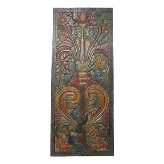 Vintage Hand-Carved Tree of Life Wood Panel | Rustic Spiritual Wall Art or Sliding Barn Door 84x36 For Sale