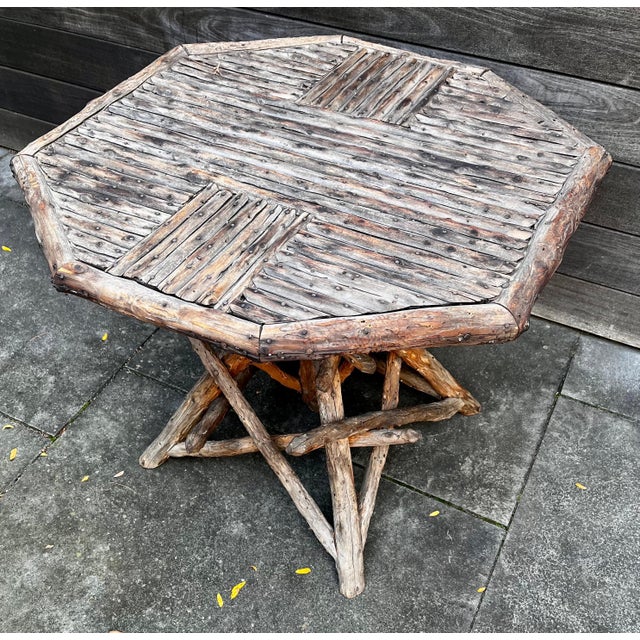 Rustic American Rustic Adirondack Twig Side Table For Sale - Image 3 of 12