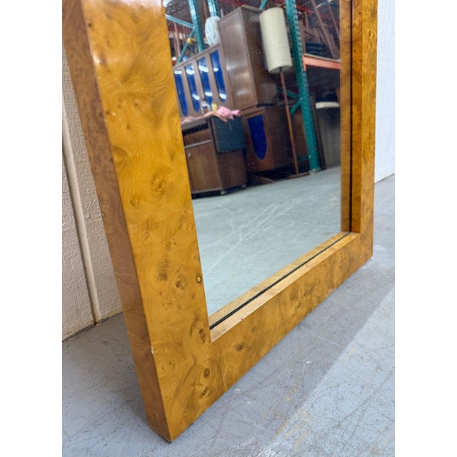 1970s Mid-Century Modern Burled Wood Wall Mirror For Sale - Image 5 of 6