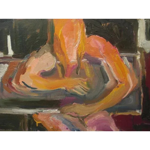 We are loving the interesting composition, bold colors, and dramatic brushstrokes of this mid century modern,...