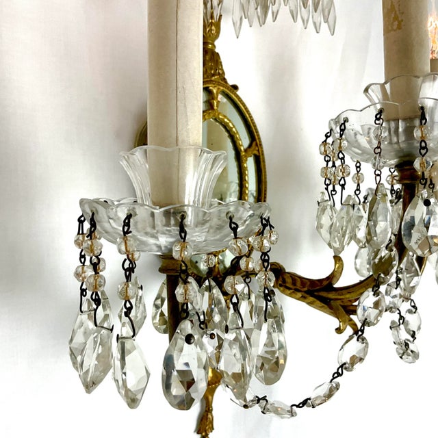 Pair of Vintage French-Style Crystal Wall Sconce For Sale - Image 11 of 12