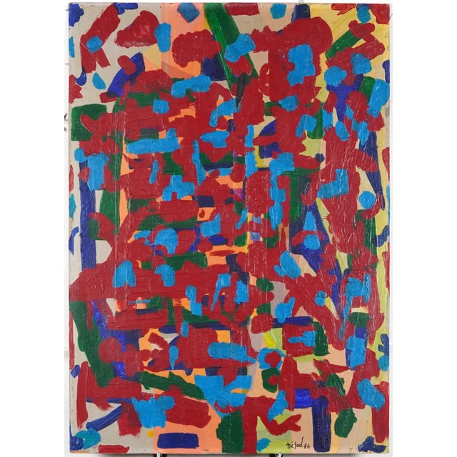 Nejad Devrim - Abstract composition, 20th century Turkish school oil on board, signed, unframed, 84cm x 59.5cm. //...